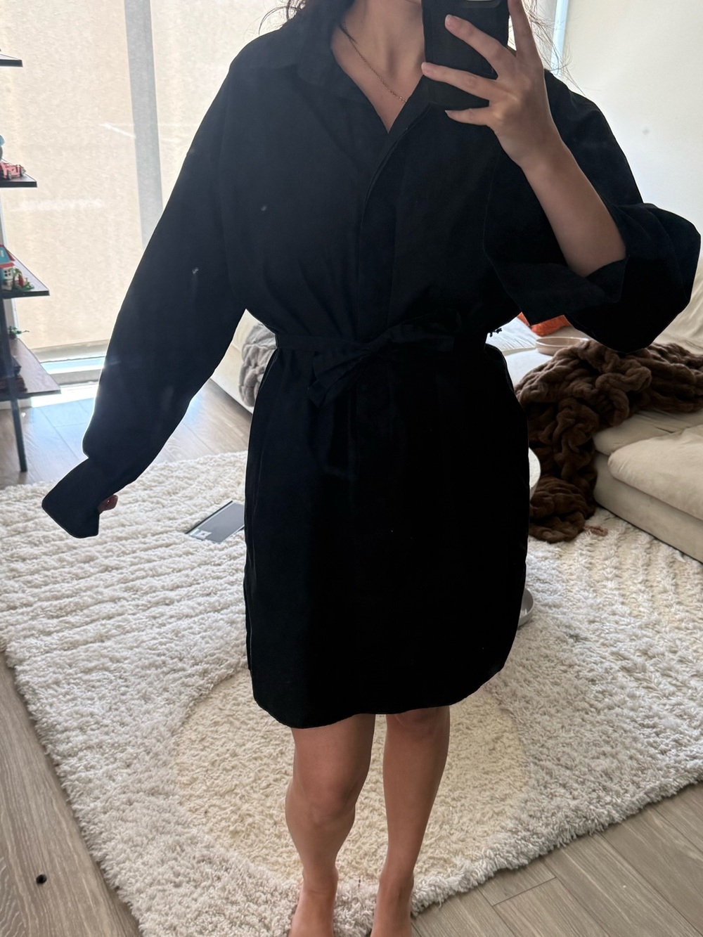 Black Button-Front Shirt Dress